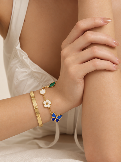 [Luxe Jewelery] Lucky Spring Butterfly 5-Motif & LOVE Unlimited Bracelet Stack Set