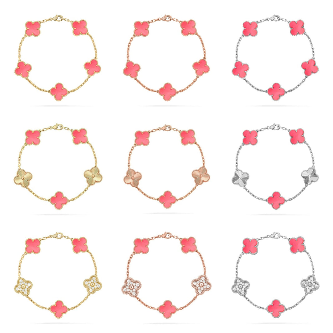 [LUXE] KLEEBATT 5 MOTIVE ROSA PERLMUTT-ARMBAND-KOLLEKTION
