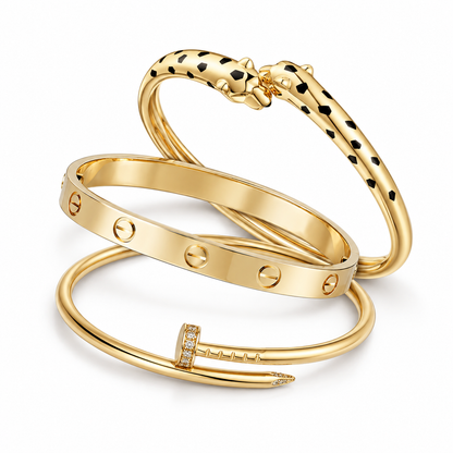 [Luxe Jewelery] Panthère & LOVE  & JUSTE  Diamond Bracelet Stack Set