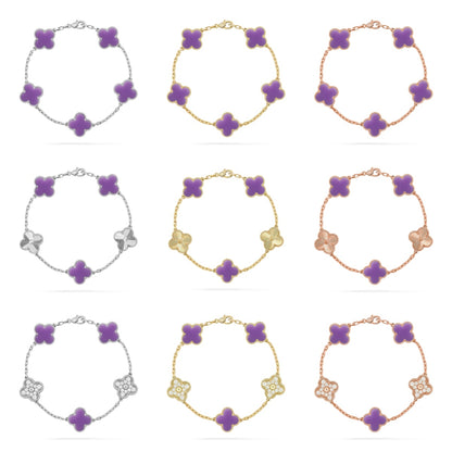 [LUXE]クローバー 5モチーフ ライトパープルブレスレットコレクション