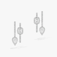 [Luxe Jewelry]CREOLES MY TWIN 2 RANGS SILVER DIAMOND EARRINGS