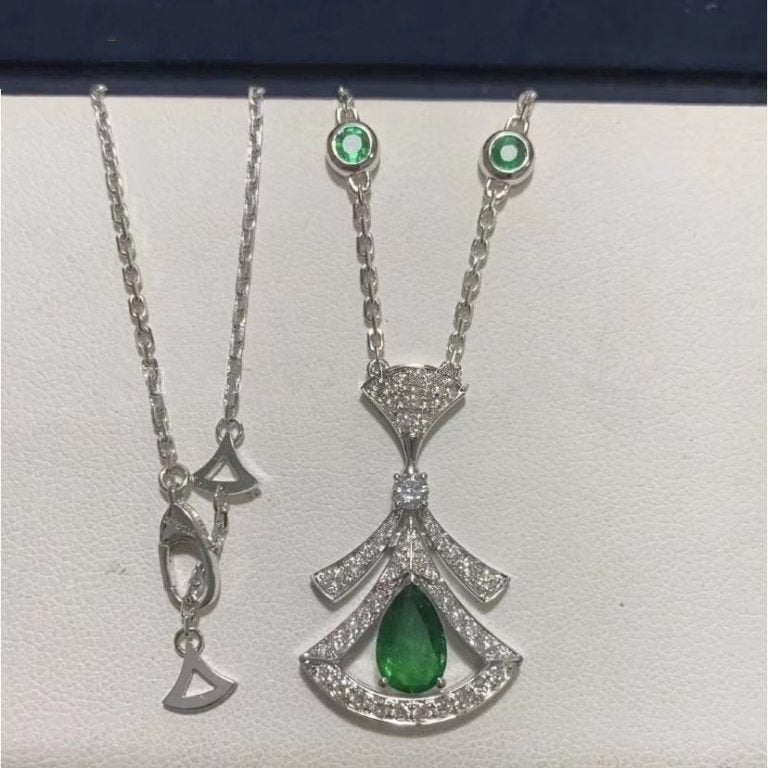 [Luxe]DREAM NECKLACE MALACHITE DIAMOND SILVER