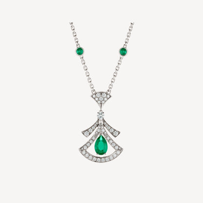 [Luxe]DREAM NECKLACE MALACHITE DIAMOND SILVER