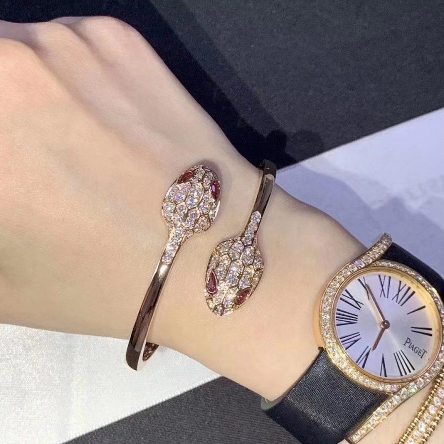 [Luxe]SERPENTI BRACELET PINK GOLD DIAMOND DOUBLE SNAKE