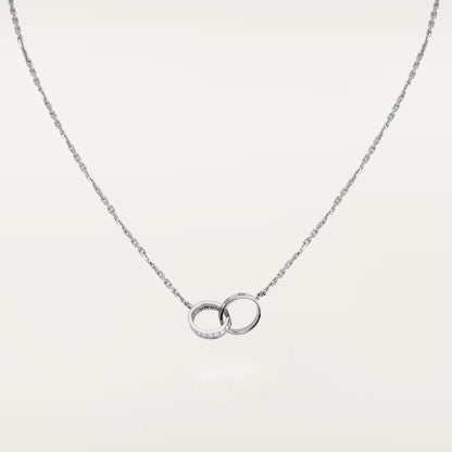 [Luxe Jewelry] LOVE DOUBLE RING HALF DIAMOND NECKLACE