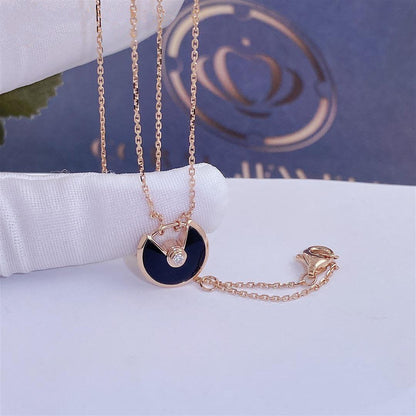 [Luxe]AMULETTE ROSE GOLD ONYX NECKLACE