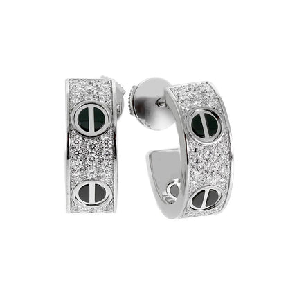 [Luxe Jewelry] LOVE CERAMIC DIAMOND PAVED SILVER EARRINGS
