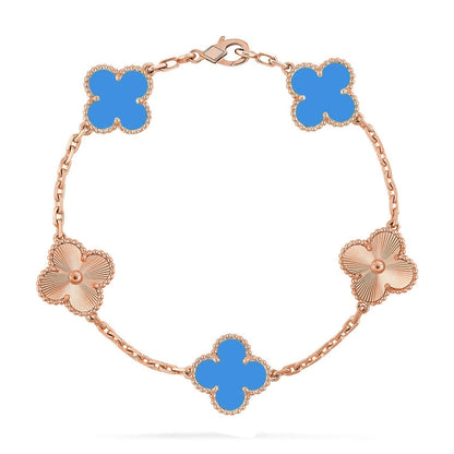 [LUXE] CLOVER 5 MOTIF BLUE AGATE BRACELET COLLECTION
