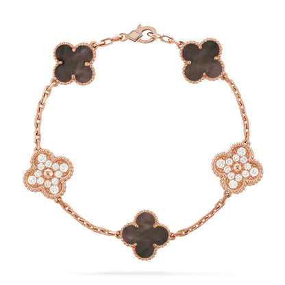 [LUXE] CLOVER 5 MOTIF GRAY MOP BRACELET COLLECTION