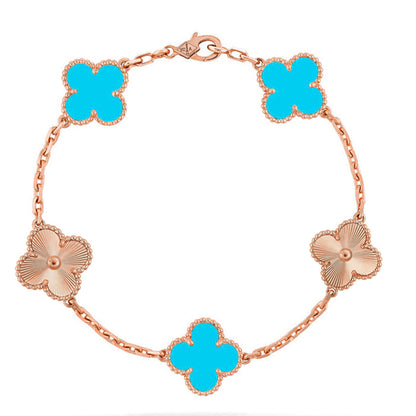 [LUXE] CLOVER 5 MOTIF TURQUOISE BRACELET COLLECTION