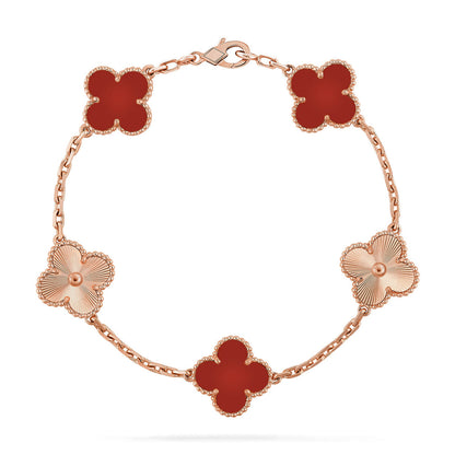 [LUXE] KLEE-ARMBAND MIT 5 MOTIVEN AUS ROTEM KARNEOL