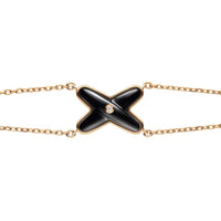 [LUXE]JEUX ARMBAND ONYX ROSA GOLD 1 DIAMANT