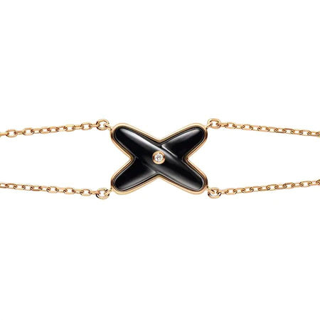 [LUXE]JEUX ARMBAND ONYX ROSA GOLD 1 DIAMANT