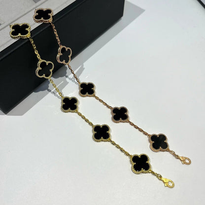 [Luxe]CLOVER  5 MOTIFS BLACK ONYX BRACELET