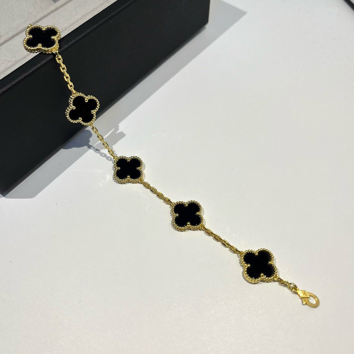 [Luxe]CLOVER  5 MOTIFS BLACK ONYX BRACELET