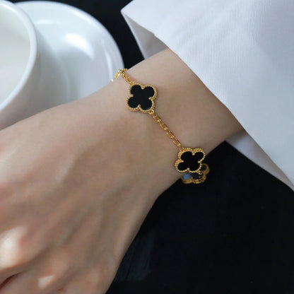 [Luxe]CLOVER  5 MOTIFS BLACK ONYX BRACELET