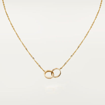 [Luxe Jewelry] LOVE DOUBLE RING HALF DIAMOND NECKLACE