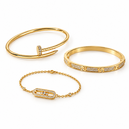 [Luxe Jewelery] LOVE & JUSTE Baby Move Diamond Bracelet Stack Set