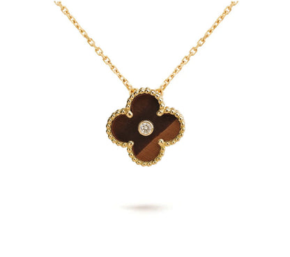 [LUXE]CLOVER 15MM DIAMOND SINGLE FLOWER NECKLACE COLLECTION