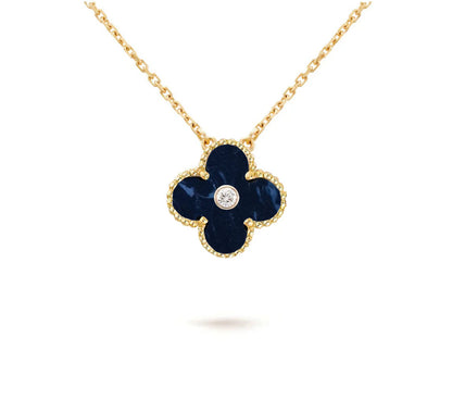 [LUXE]CLOVER 15MM DIAMOND SINGLE FLOWER NECKLACE COLLECTION