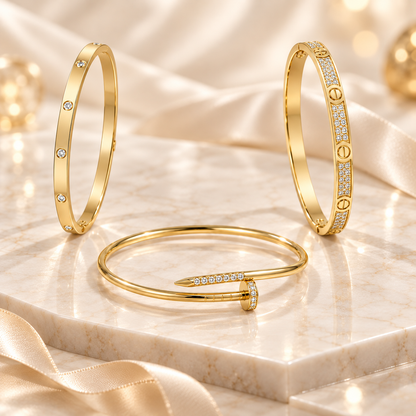 [Luxe Jewelery] JUSTE Diamond & LOVE Diamond Bracelet Stack Set