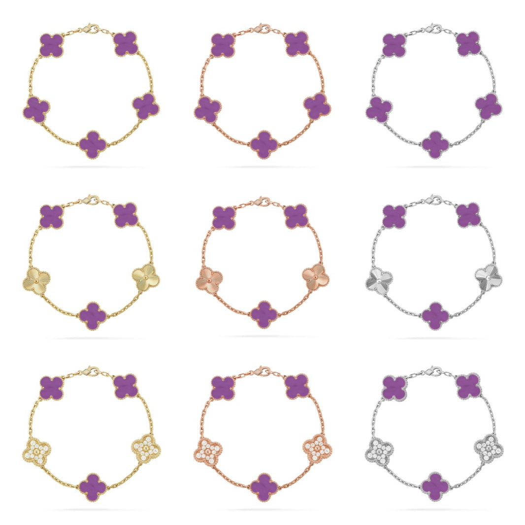 [Luxe Jewelry] CLOVER 5 MOTIF VIOLET BRACELET COLLECTION