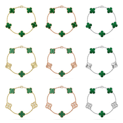 [LUXE] CLOVER 5 MOTIF MALACHITE BRACELET COLLECTION
