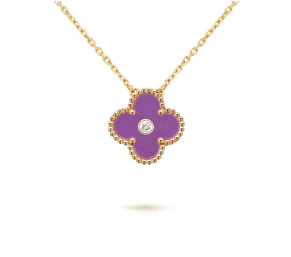 [LUXE]CLOVER 15MM DIAMOND SINGLE FLOWER NECKLACE COLLECTION