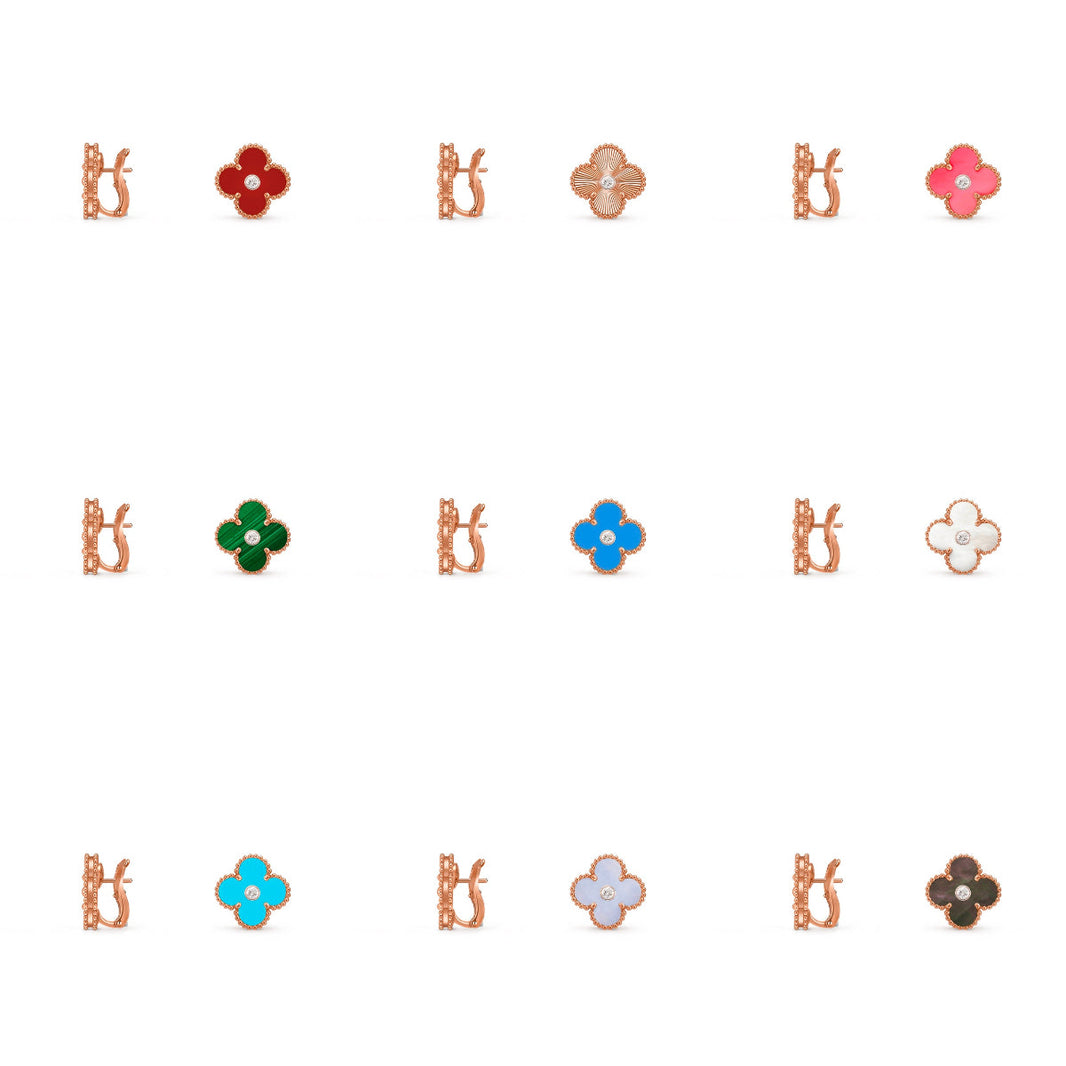 [LUXE]CLOVER 15MM MOP DIAMOND EARRINGS COLLECTION