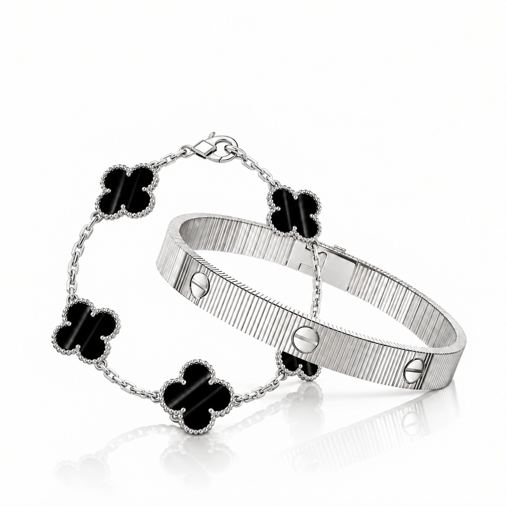 [Luxe Jewelery] Clover 5-Motif & LOVE Unlimited Bracelet Set