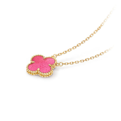 [LUXE] NEW CLOVER 15MM PINK ENAMEL NECKLACE