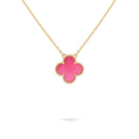 [LUXE] NEW CLOVER 15MM PINK ENAMEL NECKLACE