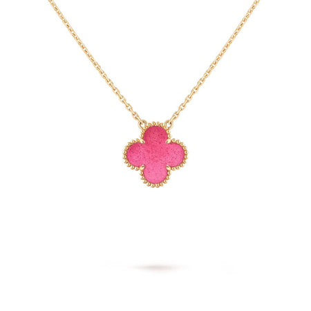 [LUXE] NEW CLOVER 15MM PINK ENAMEL NECKLACE