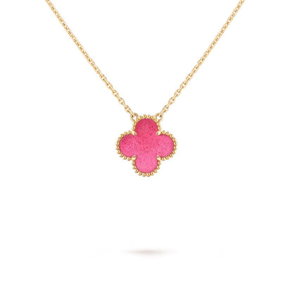 [LUXE] NEW CLOVER 15MM PINK ENAMEL NECKLACE
