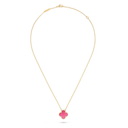 [LUXE] NEW CLOVER 15MM PINK ENAMEL NECKLACE