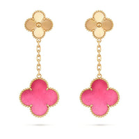 [LUXE]NEW CLOVER 2 MOTIF PINK ENAMEL EARRINGS