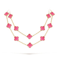 [LUXE] NEW CLOVER 20 MOTIFS PINK ENAMEL NECKLACE