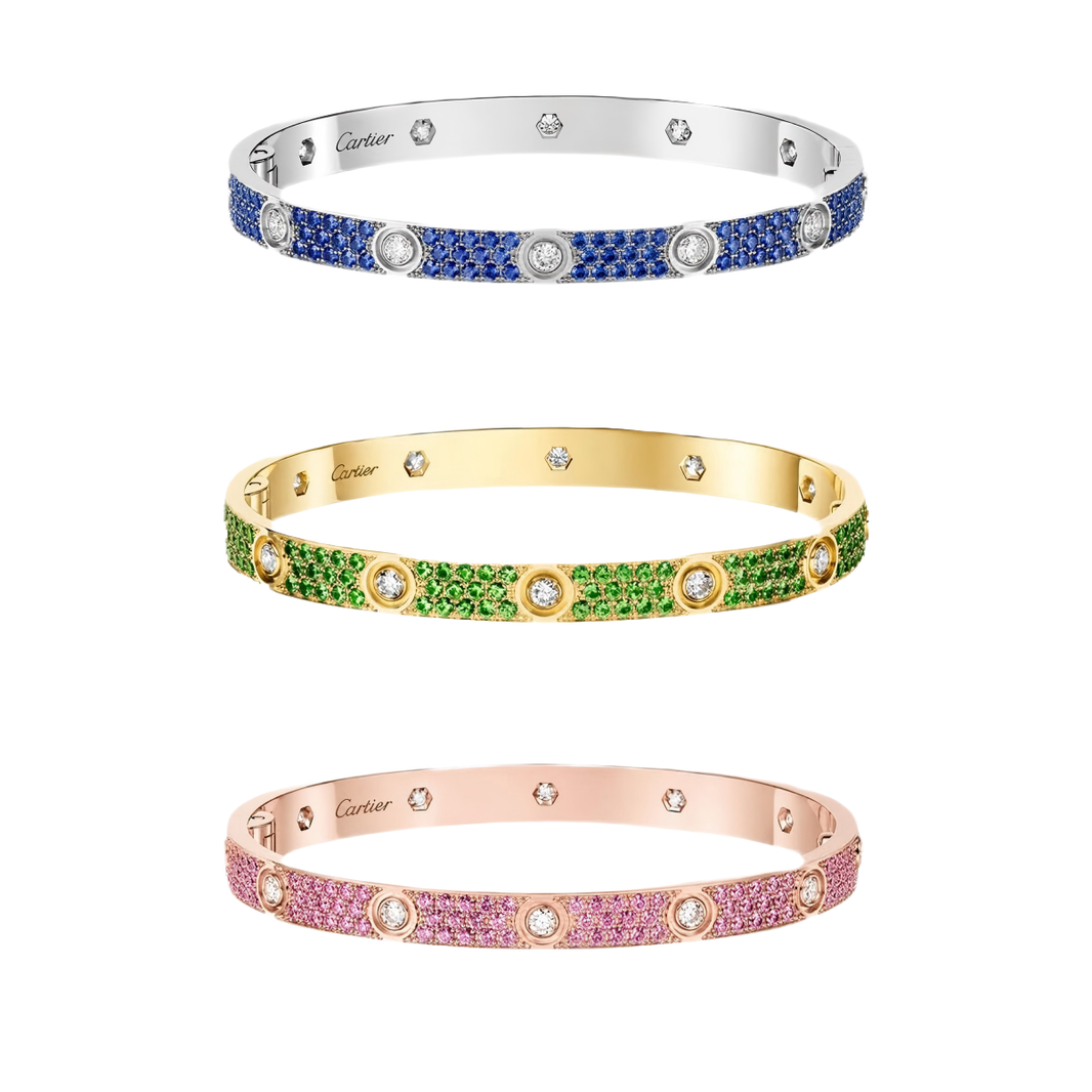 [Luxe Jewelry]2026 PAVE GEMSTONE LOVE BRACELET 6.1MM 10 DIAMONDS