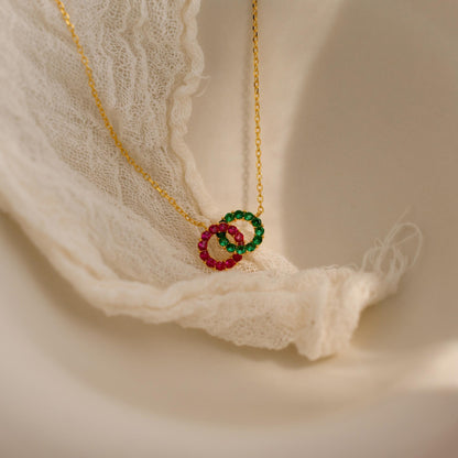 インターロッキングデュオ誕生石ネックレス