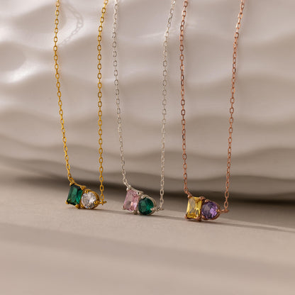 Toi et Moi Emerald Birthstone Necklace