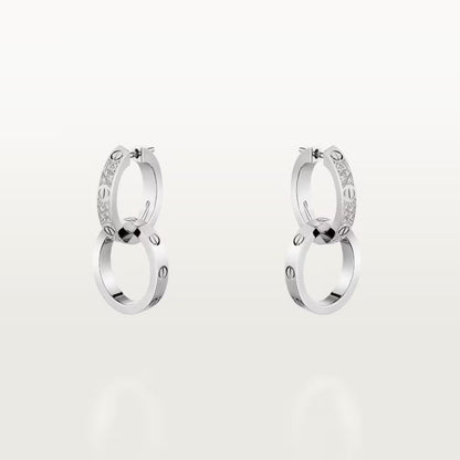 [Luxe Jewelry] LOVE 3.3MM DANGLE HALF DIAMOND EARRINGS