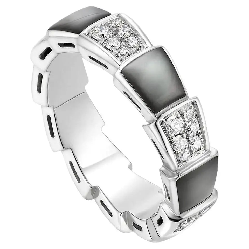 [Luxe]SERPENTI RING SILVER DIAMOND BLACK MOP 4MM