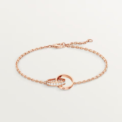 [Luxe Jewelry] LOVE DOUBLE RING HALF DIAMOND BRACELET
