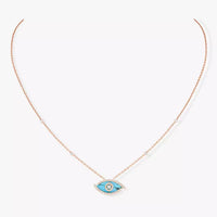 [Luxe Jewelry]Lucky Eye Diamond Necklace in Rose Gold and Turquoise