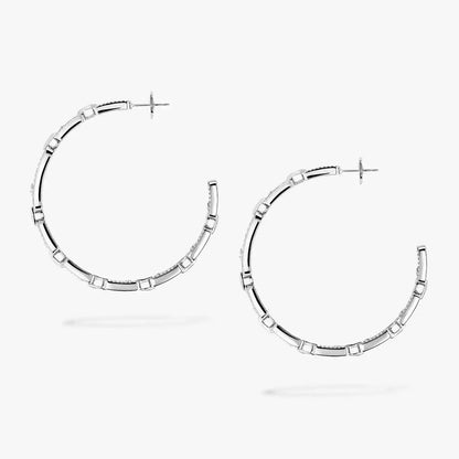 [[Luxe Jewelry]Move Link Diamond Hoop Earrings