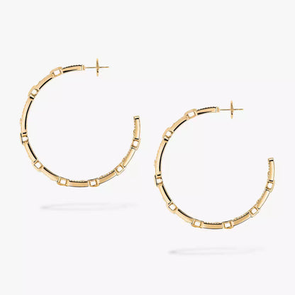 [[Luxe Jewelry]Move Link Diamond Hoop Earrings