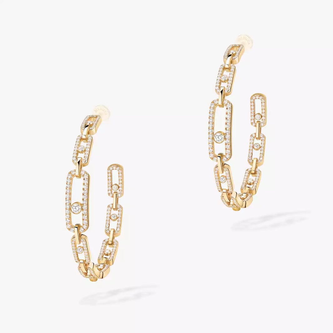 [[Luxe Jewelry]Move Link Diamond Hoop Earrings