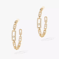 [[Luxe Jewelry]Move Link Diamond Hoop Earrings
