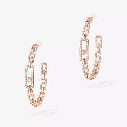 [[Luxe Jewelry]Move Link Diamond Hoop Earrings