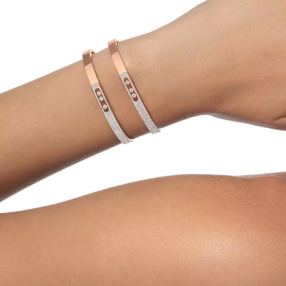 [Luxe Jewelry]Move Noa Rose Gold Pavé Diamond Bangle Bracelet